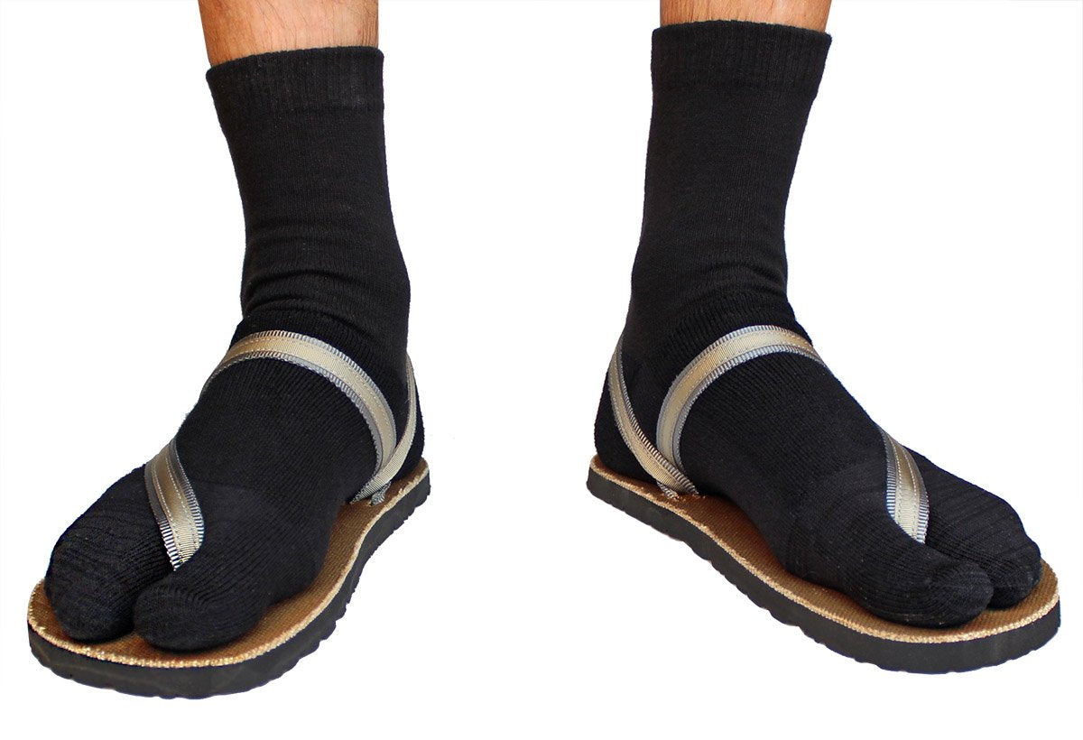 Cruelty-Free Wool Tabi Socks - Black  Earth Runners Sandals - Reconnecting  Feet with Nature