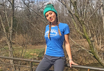womens blue earth runners shirt