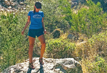 womens blue earth runners shirt