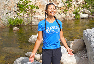 womens blue earth runners shirt